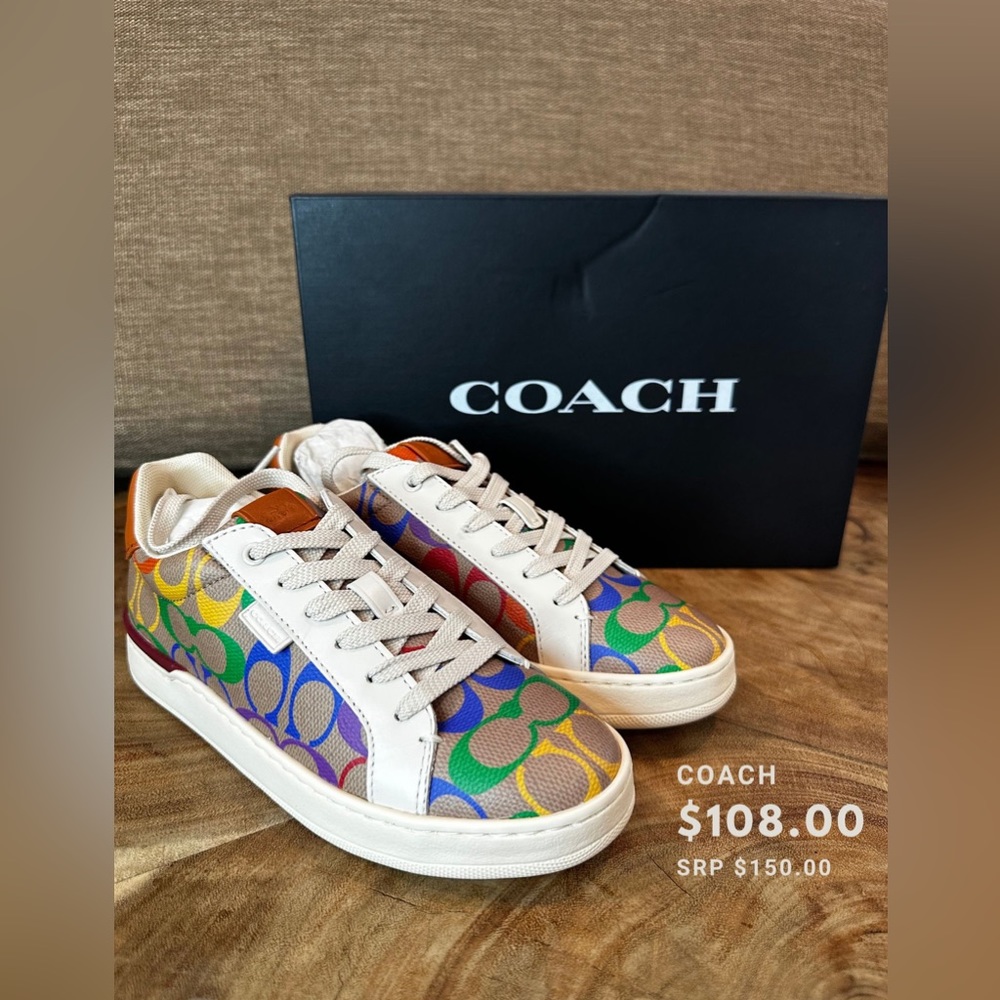 Coach Lowline Coated Canvas Tan Multicolor SIZES 6W, 6 1/2W US (BRAND NEW)